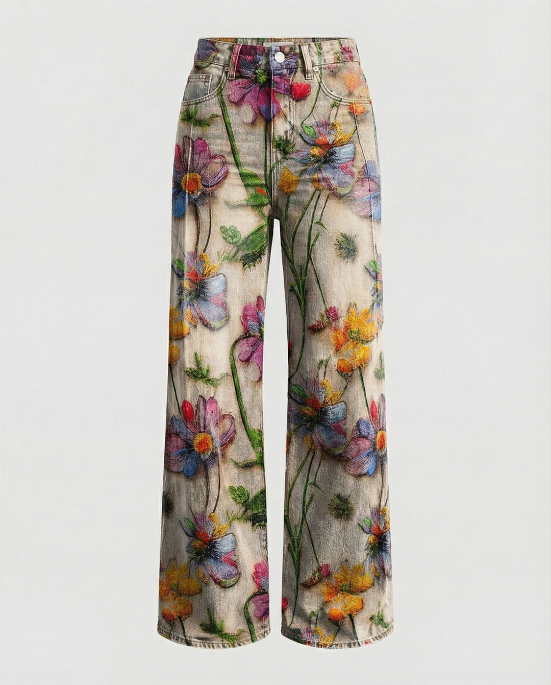 W&W Mode - Modische Jeans, Mit Auffälligem Blumenprint
