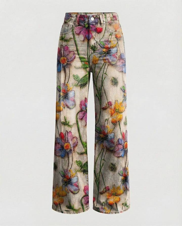 W&W Mode - Modische Jeans, Mit Auffälligem Blumenprint