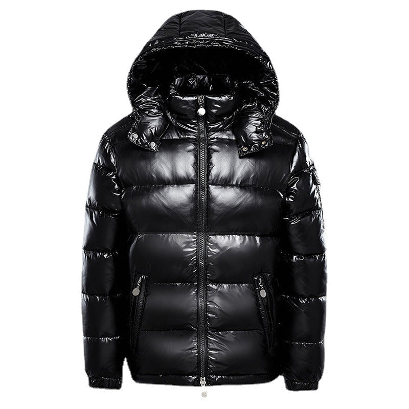 Daunenjacke schwarz und elegant glänzend