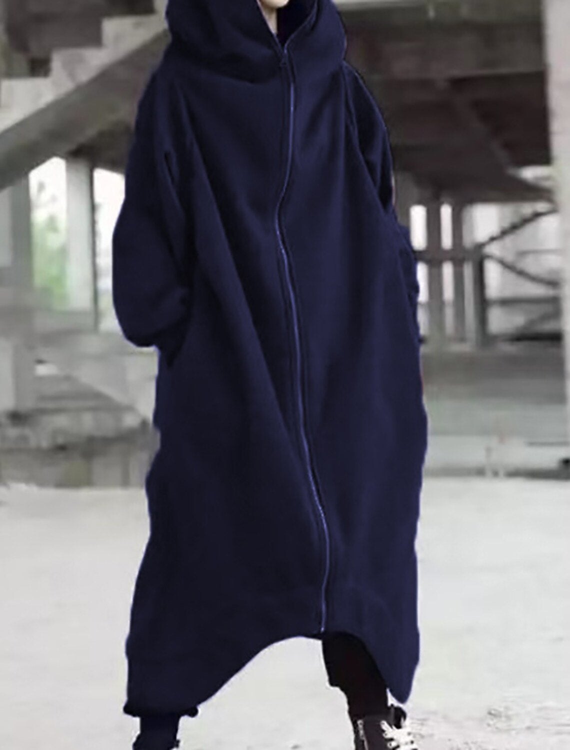 WW Eleganz - Vielseitiger langer Mantel mit Kapuze