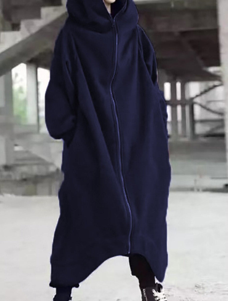 WW Eleganz - Vielseitiger langer Mantel mit Kapuze