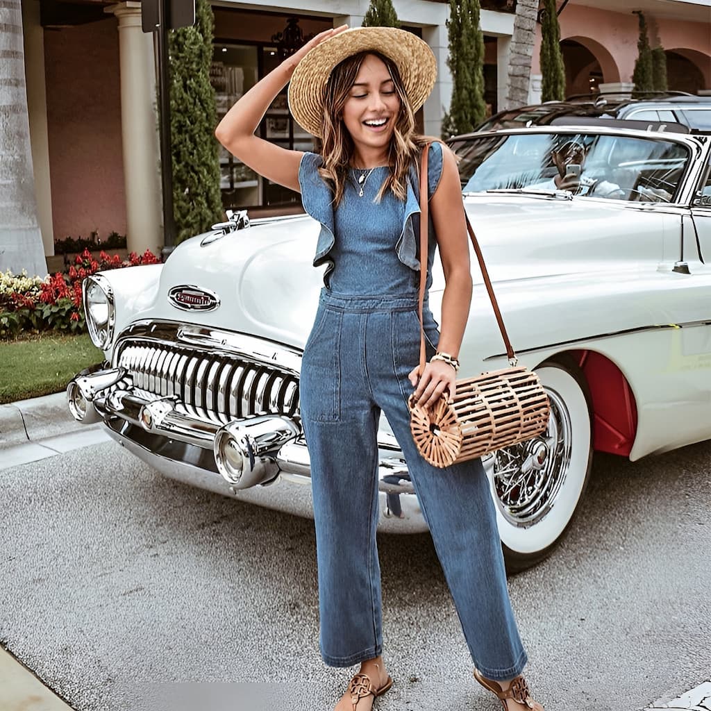 DenimDynasty™ - Denim-Overall mit offenem Rücken