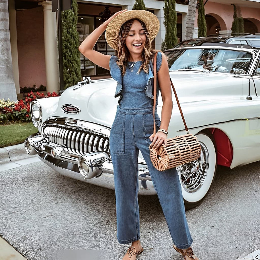 DenimDynasty™ - Denim-Overall mit offenem Rücken