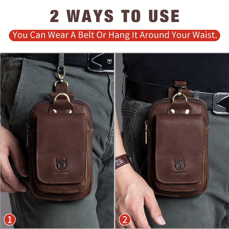 WW | Hochwertige Leder 7 Zoll Telefon Geschenk Gürtel Tasche