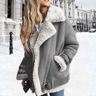 WW | Fliegerjacke - warme Kunstpelzjacke mit Riemendetails