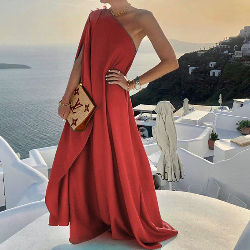 WW | Schulter Drapiertes Maxikleid für Frauen