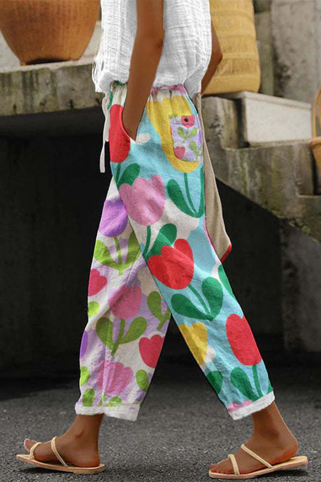 WW | Casual Unique Printed Button Pocket Pants