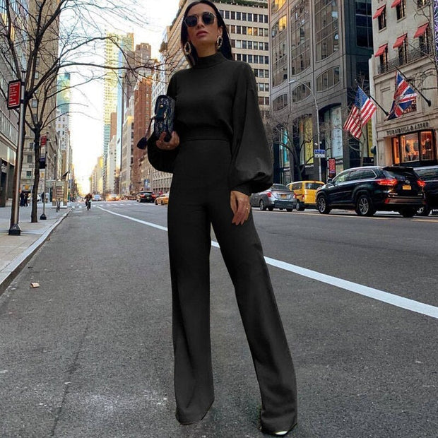 WW | Damen Jumpsuit Mit Weitem Bein Und Stylischen Langen Ärmeln