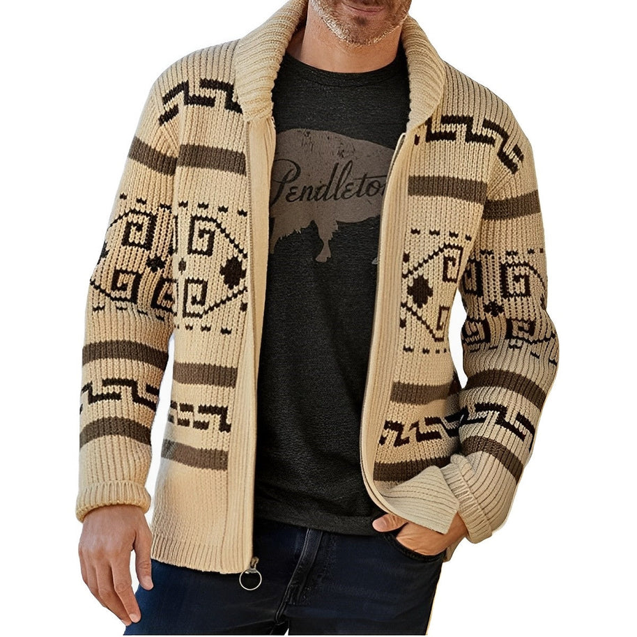 WW | Herren Strickjacke Mit Retro|Revers