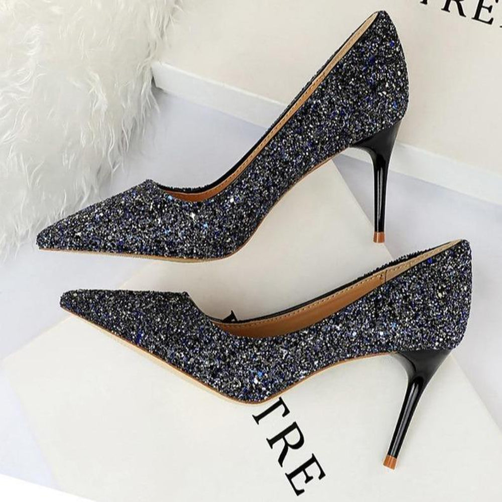 WW | Rhinestone High Heels Spitz Pumps Übergrößen