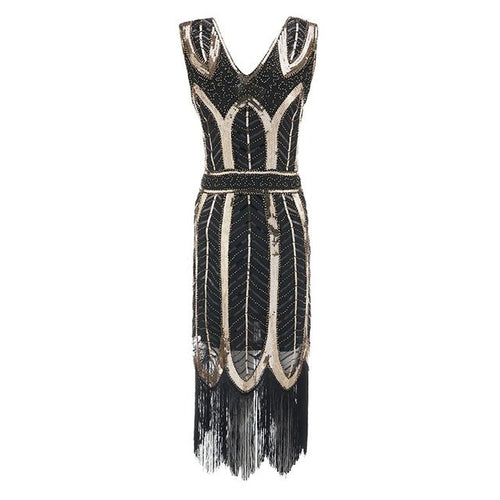 WW | 1920Er Gatsby-Kleid Schwarz Gold