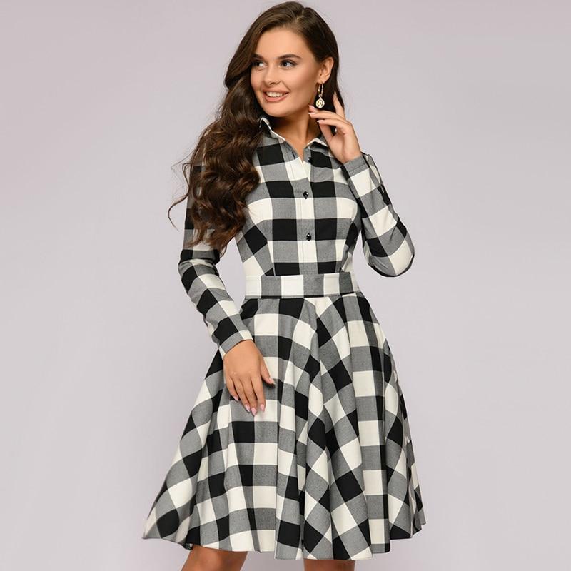 WW | Vintage Kleid Karierter Fleecepullover
