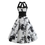 WW | Vintage Kleid Pin-Up Schwarze Blumen