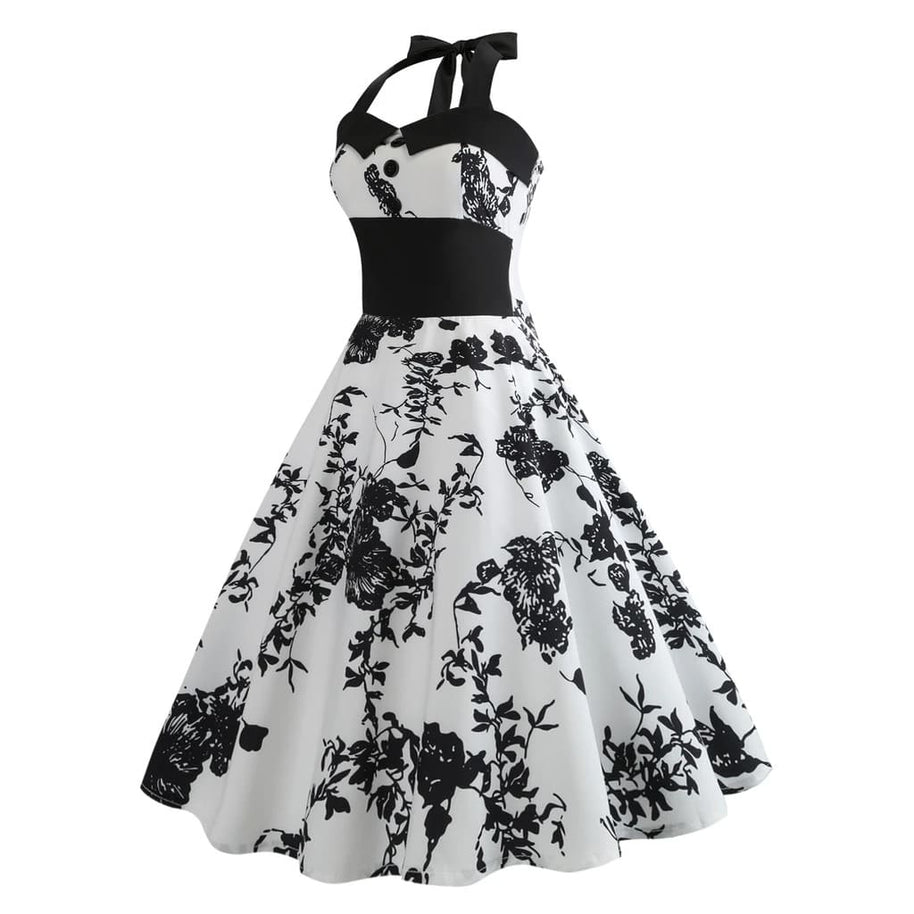 WW | Vintage Kleid Pin-Up Schwarze Blumen