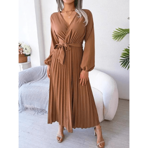WW | Kleid Damen Plisse Maxi Kleid Elegant & Bequem Lässig Outfit