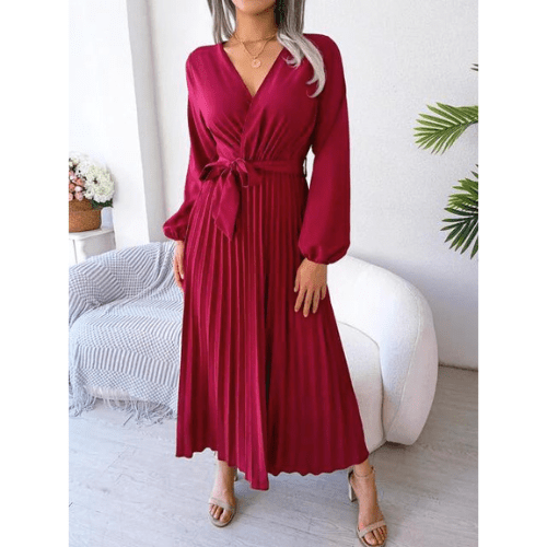 WW | Kleid Damen Plisse Maxi Kleid Elegant & Bequem Lässig Outfit
