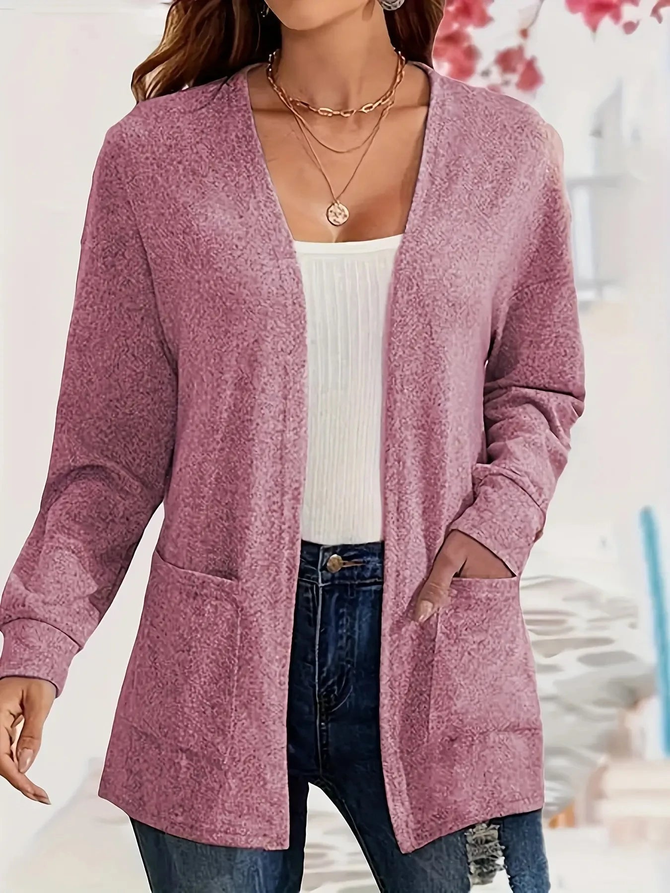 WW | Stilvolle Strickjacke mit Offener Front & Taschen