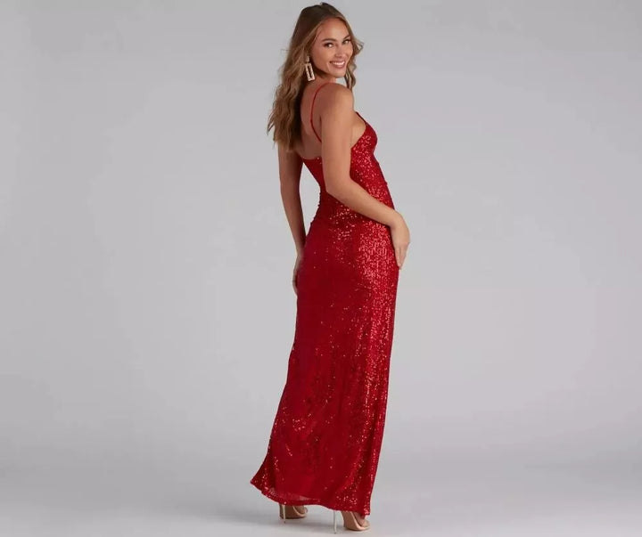 W&W Mode | Paillettenverziertes Abendkleid Elegantes Festkleid
