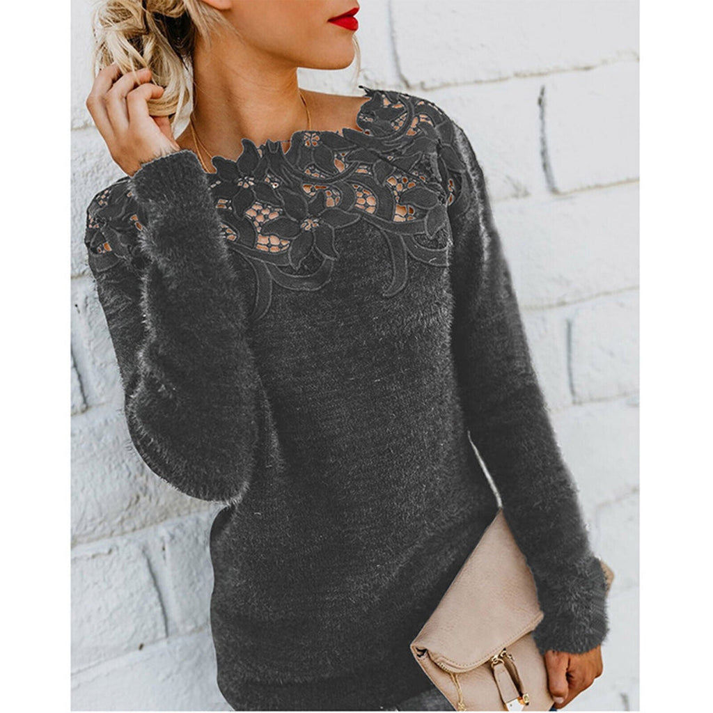 WW | Pullover mit Spitzenrand für Damen