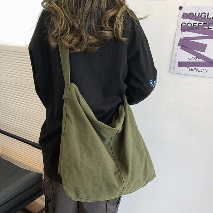 Damen Leinen-Schultertasche mit Platz für Laptop und Alltagsutensilien