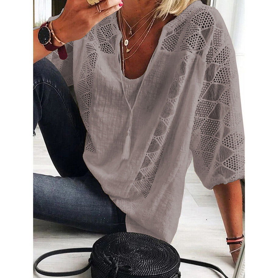 WW | Plus Size Tunika Shirt Mit 3/4 Ärmeln Für Frauen