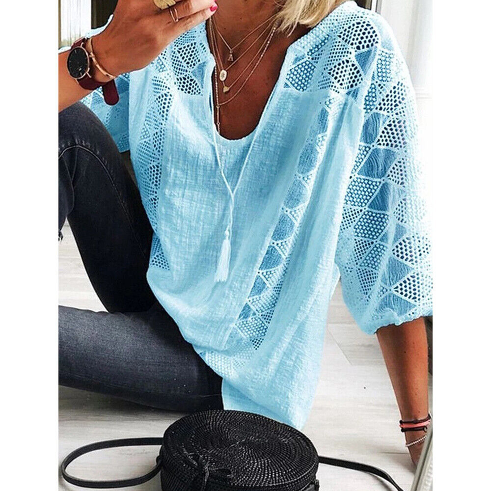 WW | Plus Size Tunika Shirt Mit 3/4 Ärmeln Für Frauen
