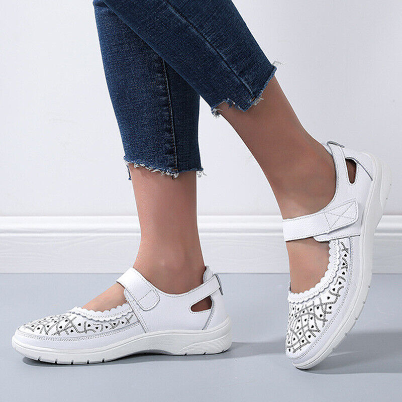 Damen Komfort-Loafer aus weißem Leder mit orthopädischer Unterstützung