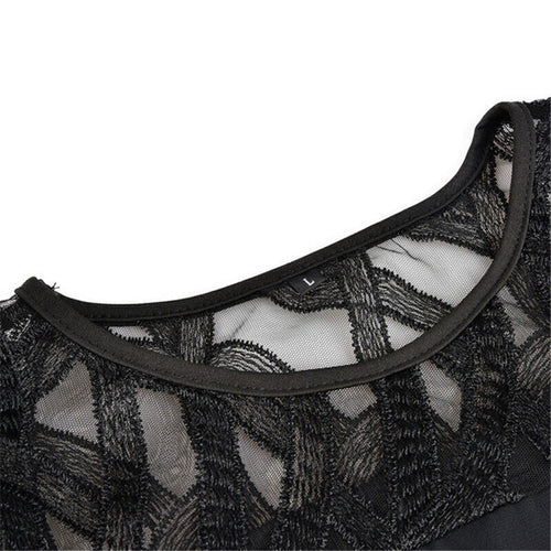 WW | Elegantes Midi-Kleid mit Transparenten Ärmeln für Damen