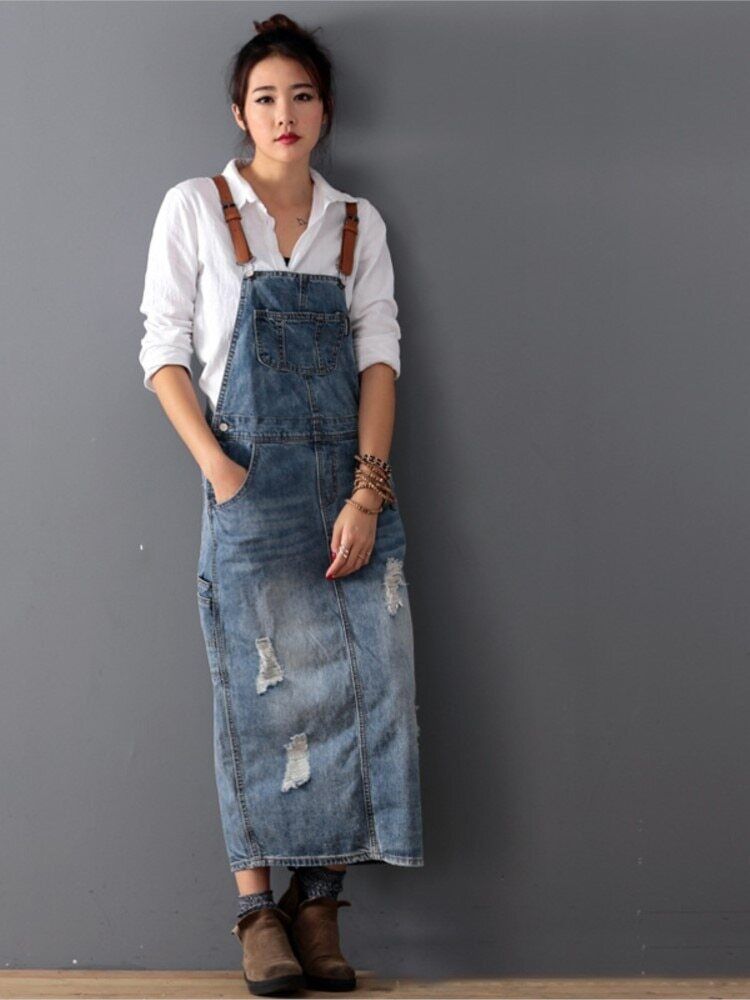 W&W Mode | Stilvolles Weinlese Denim Kleid