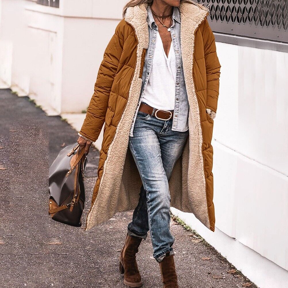 W&W Mode - Wendbare lange Pufferjacke (mit Kapuze)