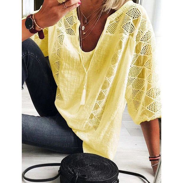 WW | Plus Size Tunika Shirt Mit 3/4 Ärmeln Für Frauen