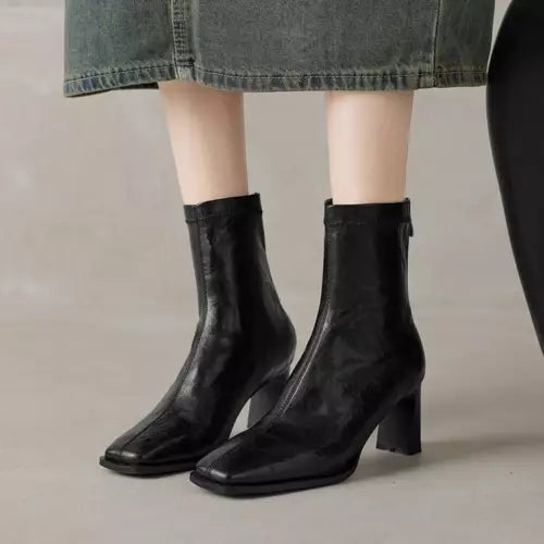 WW | Ankle Boots Damen mit quadratischer Spitze - hohe Absätze, bequem und langlebig