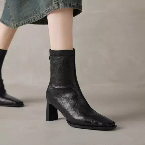WW | Ankle Boots Damen mit quadratischer Spitze - hohe Absätze, bequem und langlebig