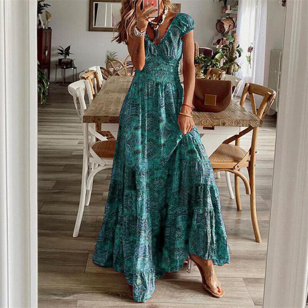 WW | Taille-Knautschende Lange Kleid In Bohemian Stil