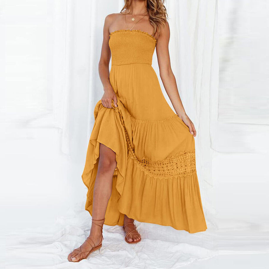 WW | Sommerliches Off-Shoulder Kleid mit Spitzenverarbeitung