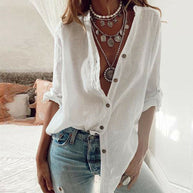 WW | Fashion Solid Bluse mit V-Ausschnitt