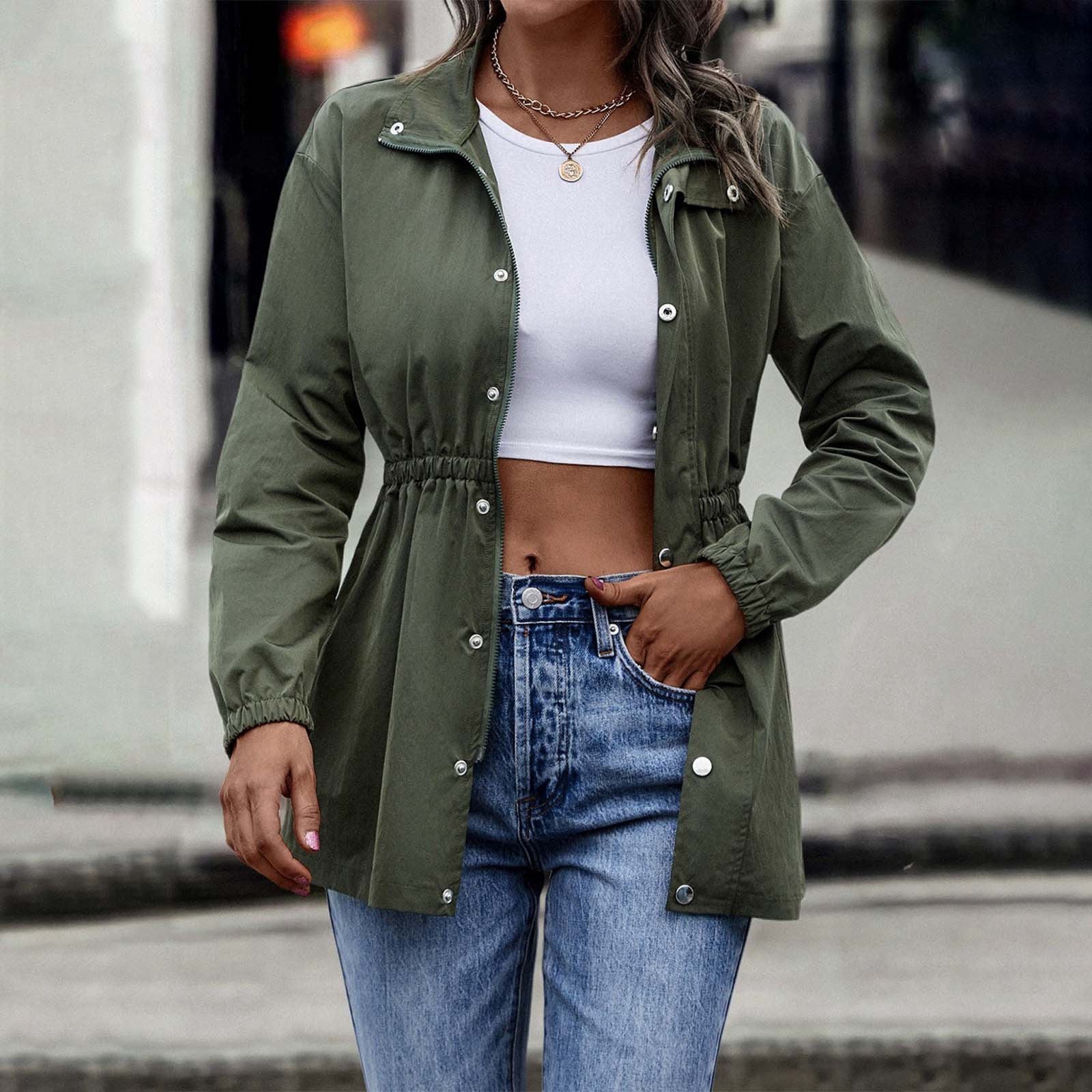 WW - Damen khaki lässige Kordelzugjacke