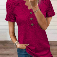Specas™ - Woman T-Shirt mit kurzen Ärmeln und Spitze