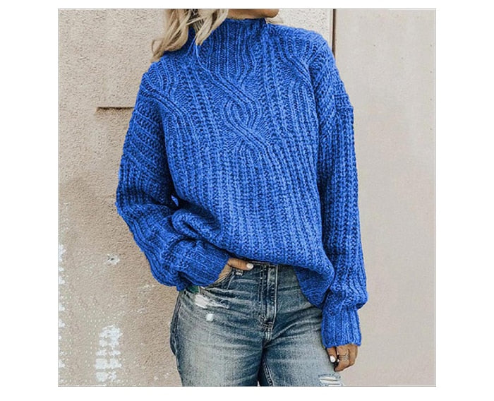 W&W Mode | Pullover Bequemer Kabelstrickpullover mit Rollkragen für Damen