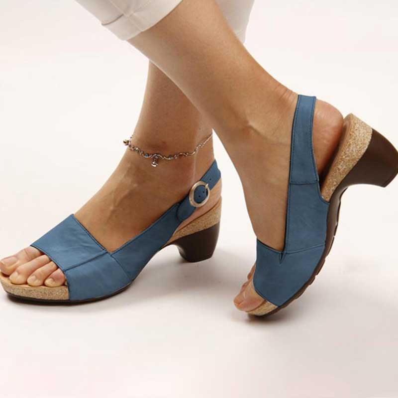 WW | Damen Orthopädische Sandalen mit Absatz Leder