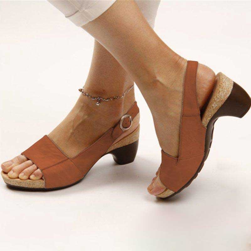 WW | Damen Orthopädische Sandalen mit Absatz Leder