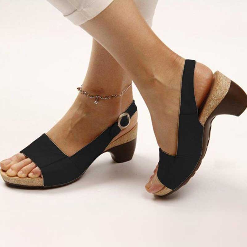 WW | Damen Orthopädische Sandalen mit Absatz Leder
