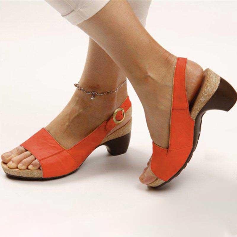 WW | Damen Orthopädische Sandalen mit Absatz Leder
