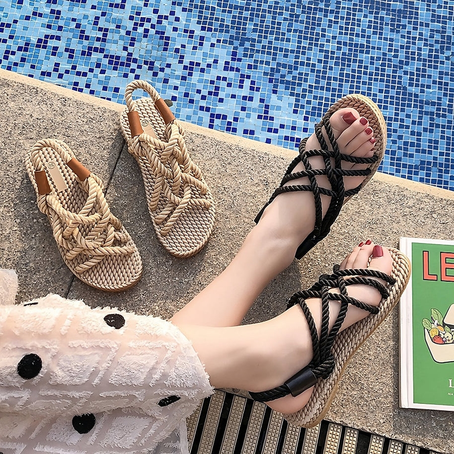 WW | Bohemian Geflochtene Seil Sandalen