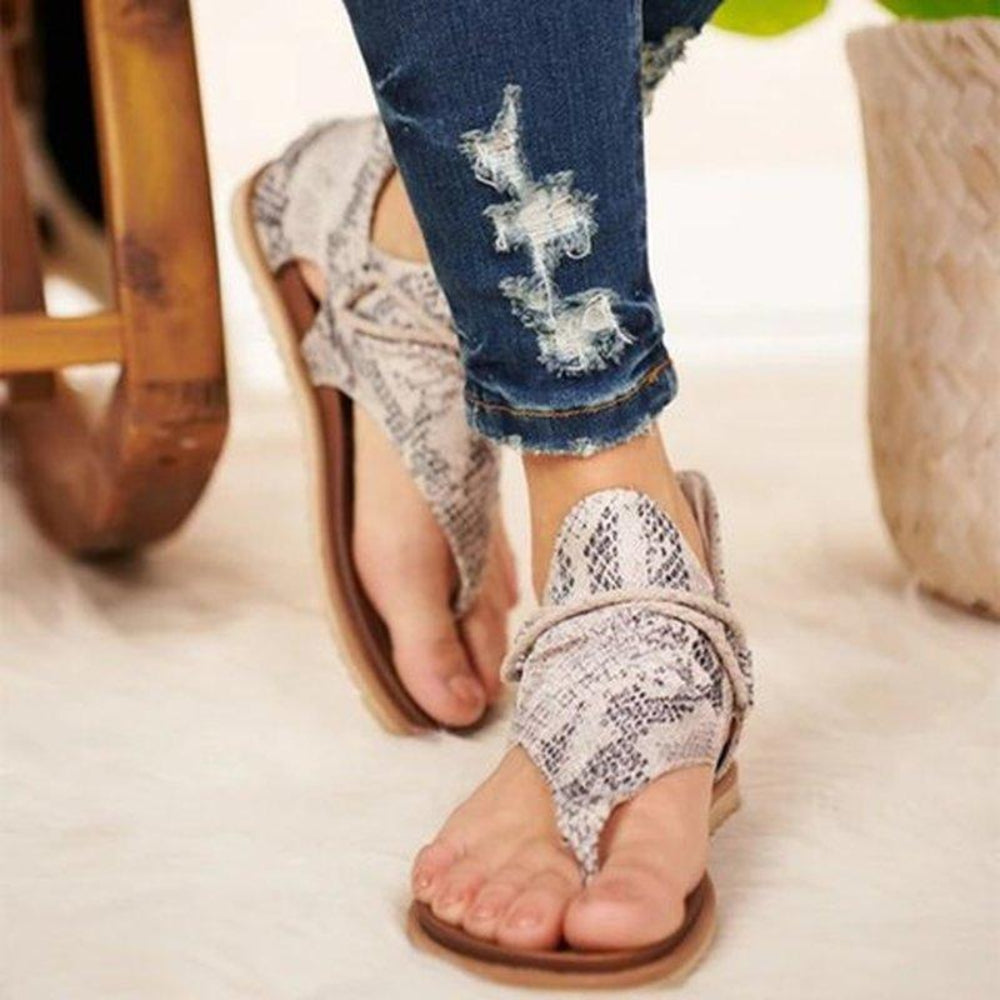 W&W Mode | Sandalen Flache Sohle Bohemia Leopard Schlange Zebra