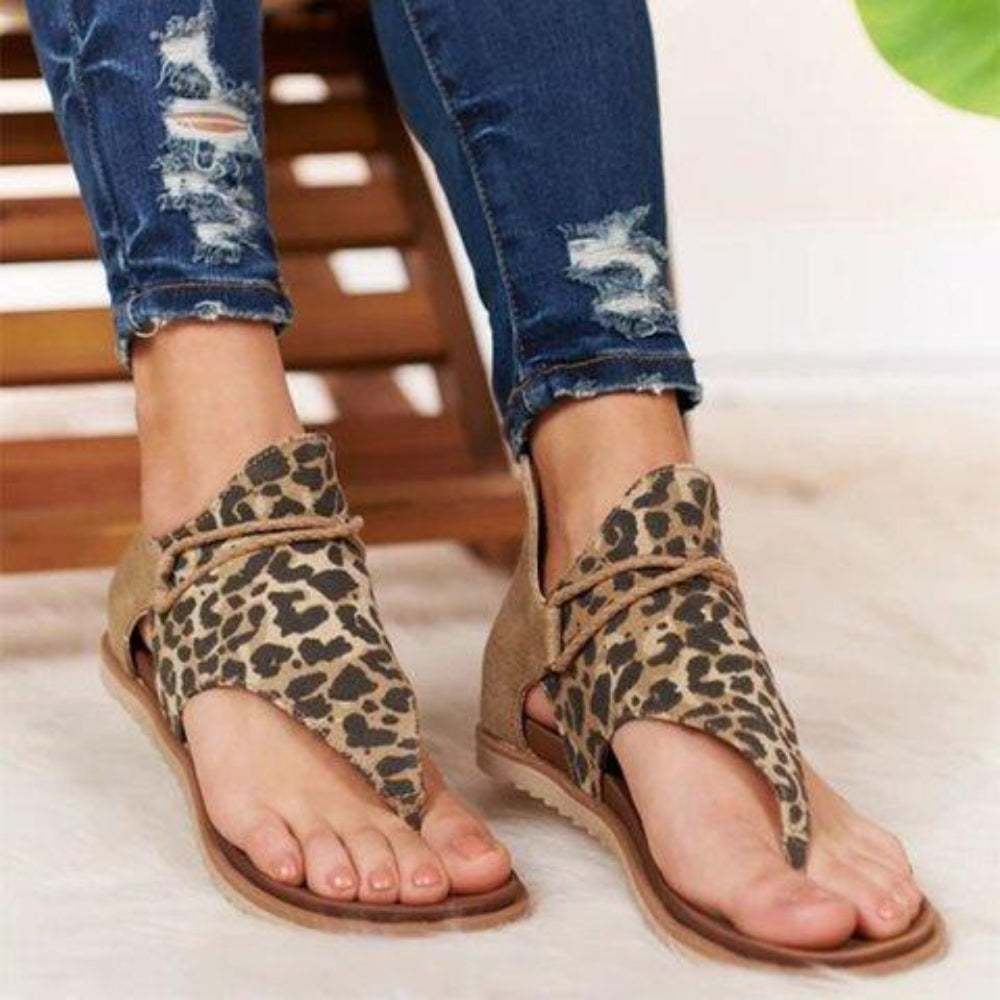 WW | Sandalen Flache Sohle Bohemia Leopard Schlange Zebra