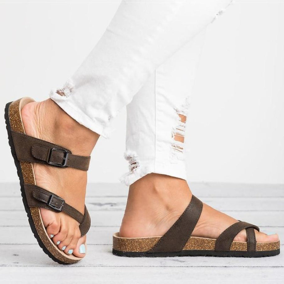 WW | Sandalen Rom Stil Flip Flops Übergröße Flacher Absatz Niedrige Absätze