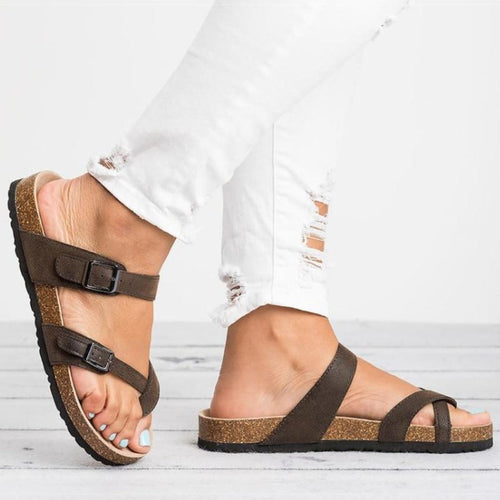WW | Sandalen Rom Stil Flip Flops Übergröße Flacher Absatz Niedrige Absätze
