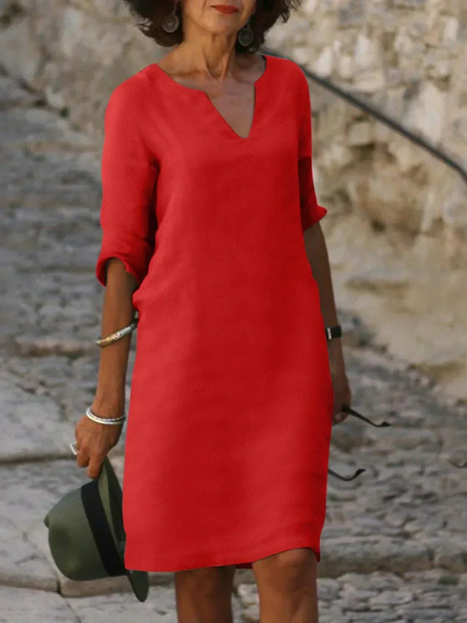 WW | Stilvolles Kleid Mit Elegantem V-ausschnitt