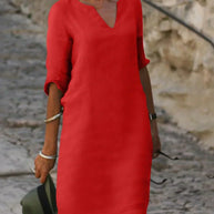 WW | Stilvolles Kleid Mit Elegantem V-ausschnitt